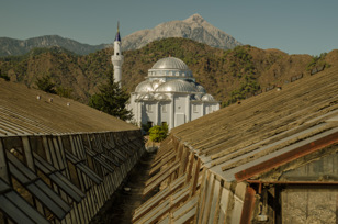 Cirali Mosque with Mount Olympos