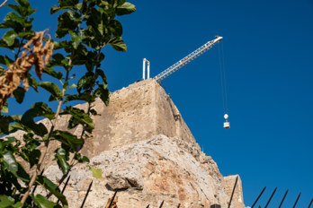 Construction crane at the southeast corner of the Acropolis