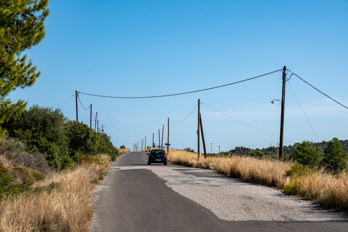 The road from Pachia Rachi to the east across the island of Aegina. 