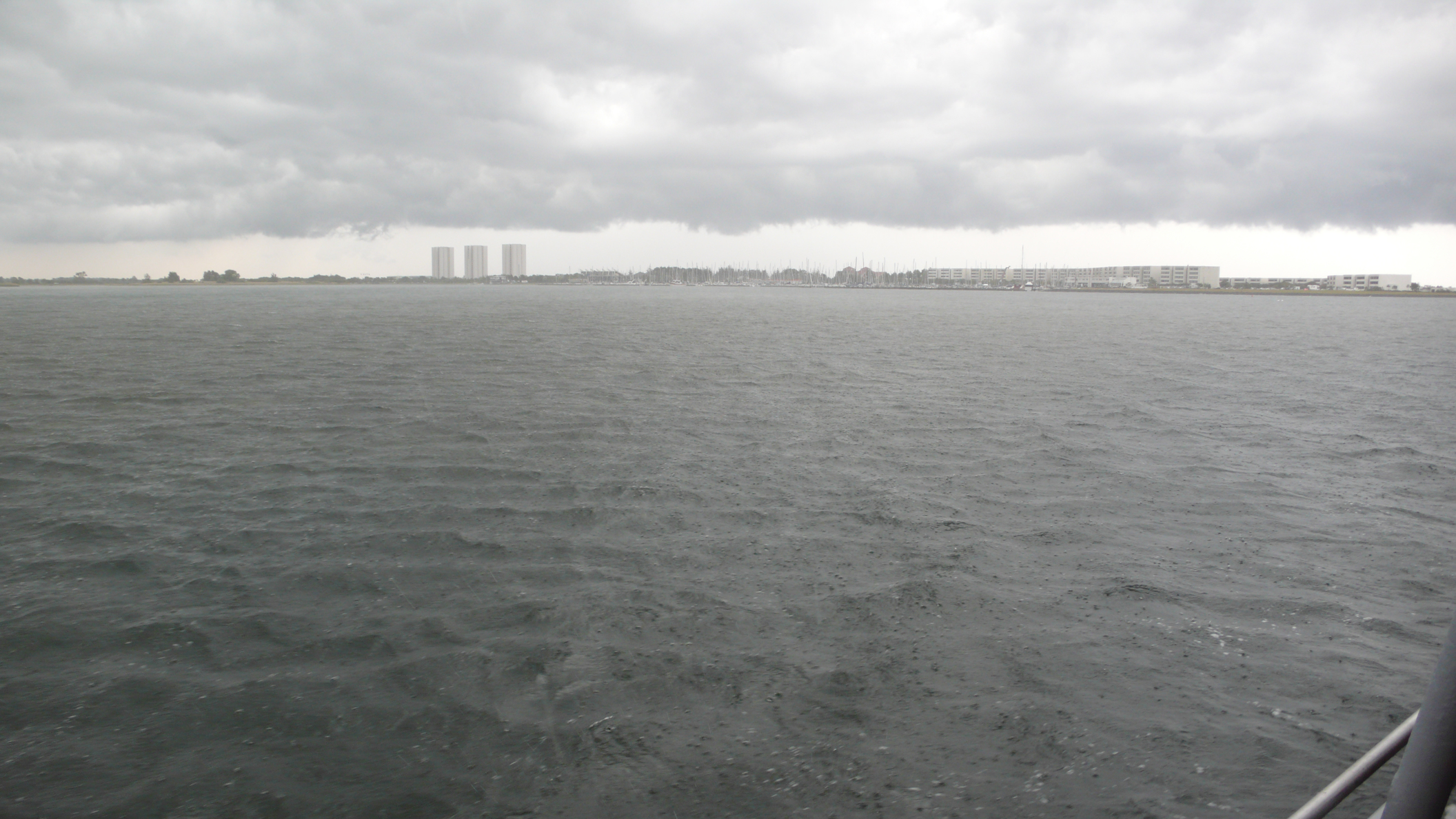 Fehmarn - in heavy rain on a boat