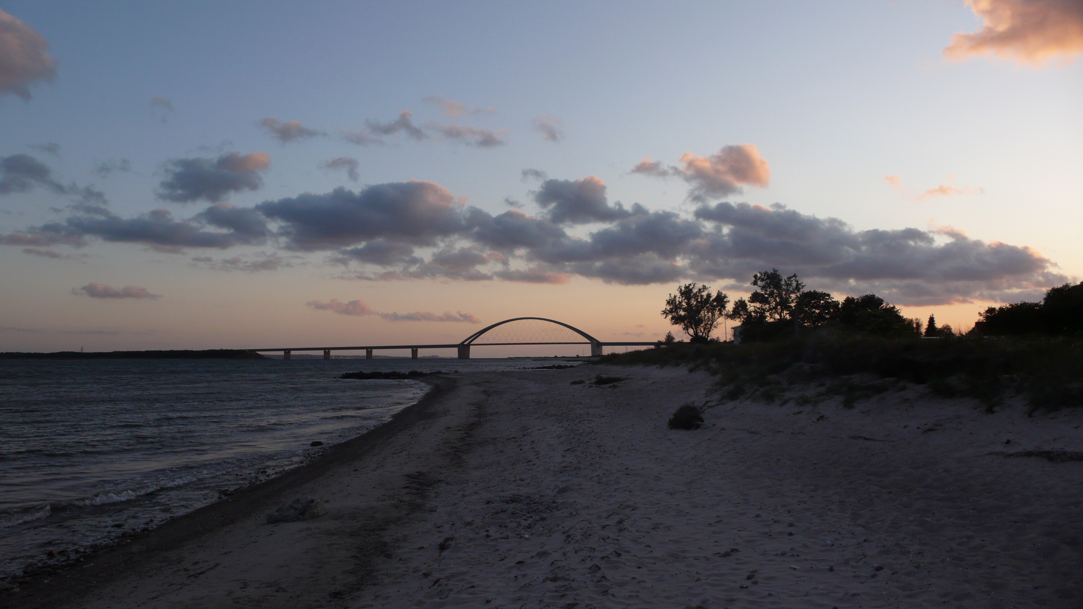 Fehmarn Sound Bridge at sunset