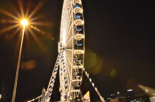 Long exposure at night at abandoned fairground 