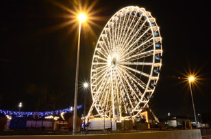 Long exposure at night at abandoned fairground 