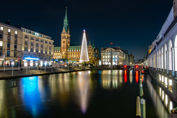 Hamburg Town Hall by Night
