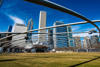 The Jay Pritzker Pavilion is a concert shell in Millennium Park in Chicago
