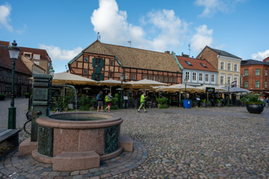 Lilla Torg is a historic market square in Malmö not far from Stortorget. It was laid out in 1590 and is still regularly used as a marketplace today.