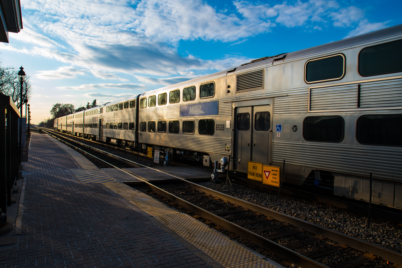 Metra Railroad Train at Itasca Station