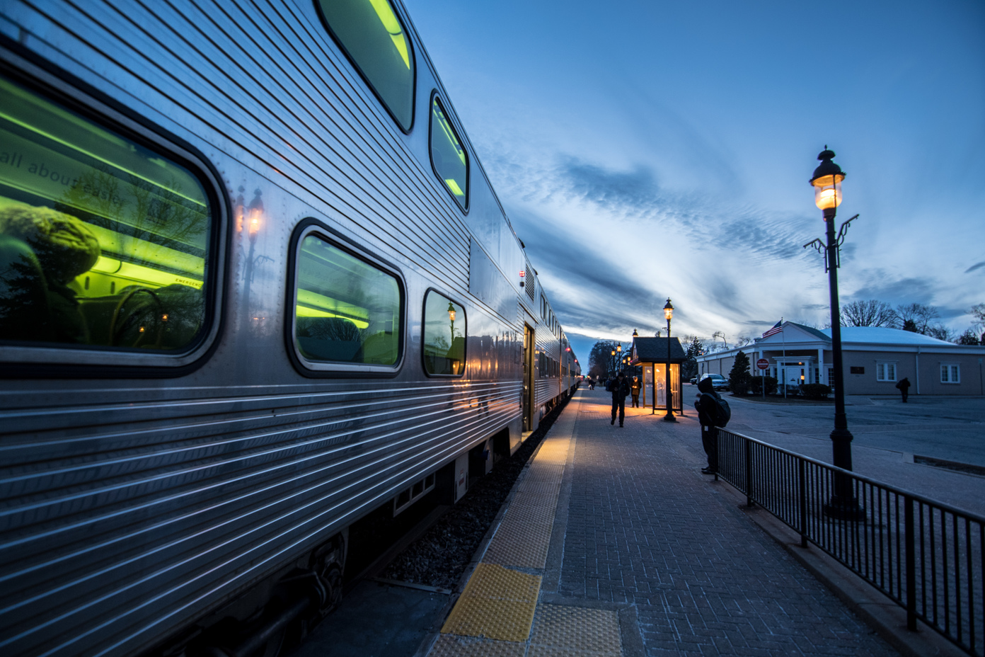 Metra Train after Sunset in Itasca