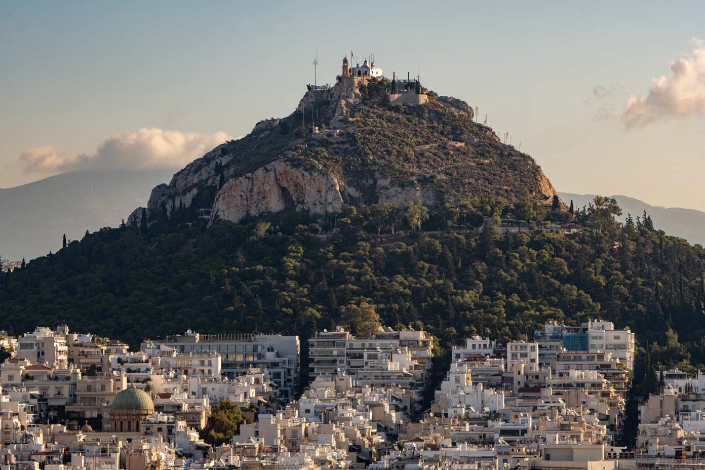 Mount Lycabettus from Acropolis in Athens