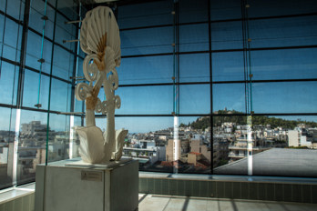 Architectural sculpture in the Acropolis Museum in Athens, former roof acroteria of the Parthenon.