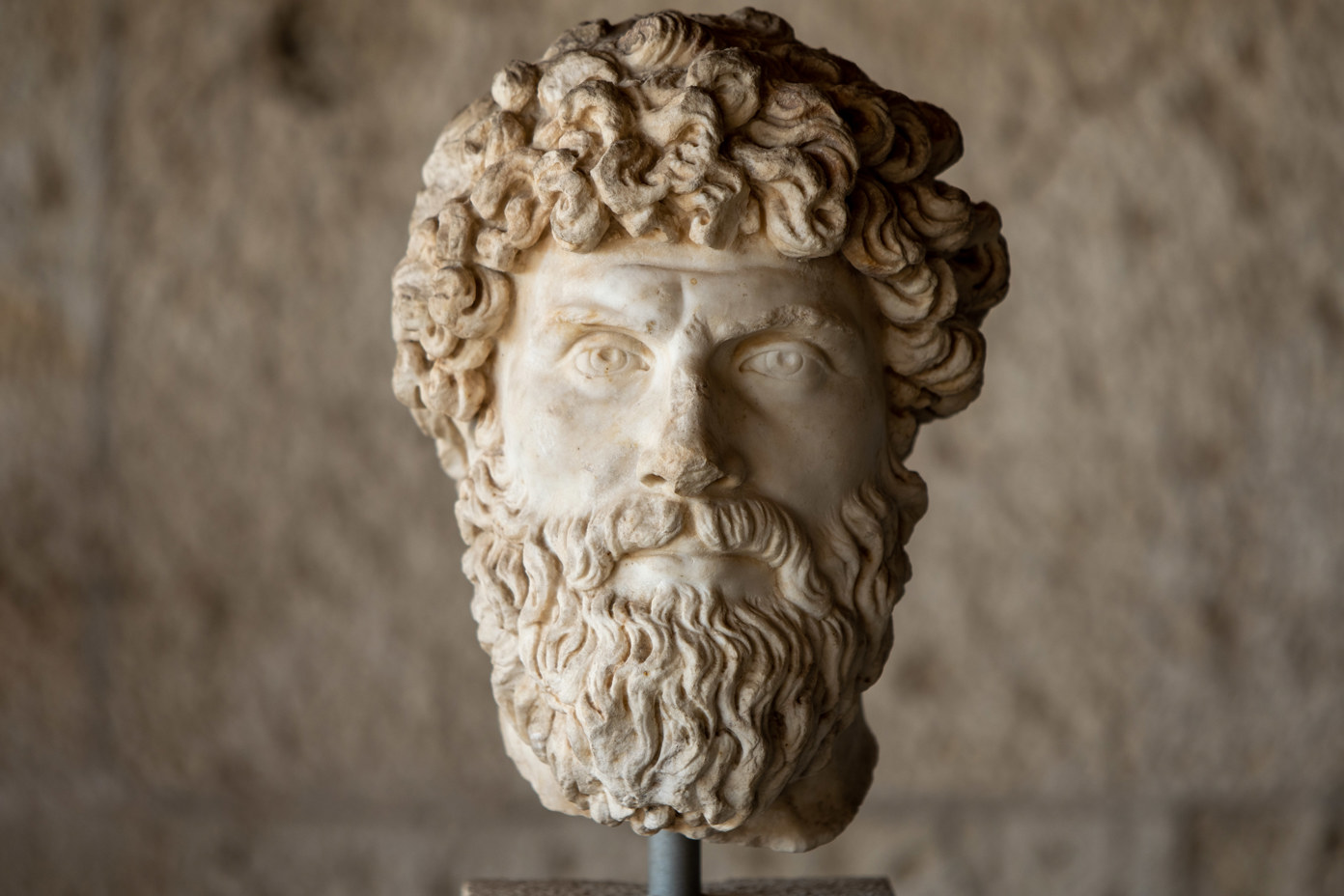 Statue head in the Stoa of Attalos