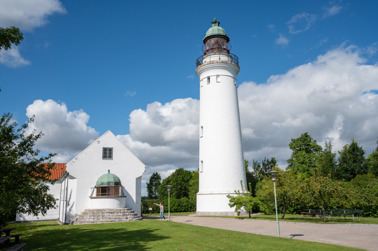 The Stevns lighthouse was built in 1878 and is a 27 m high, free-standing lighthouse made of chalk stone. It is located in Stevns Municipality in the south-east of the Danish island of Zealand. Next to the lighthouse is the old lighthouse keeper's house. 