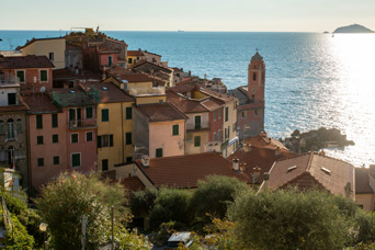 Historical center of Tellaro with the church Chiesa di San Giorgio