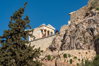 Temple of Athena Nike from the south, the Odeon of Herodes Atticus.