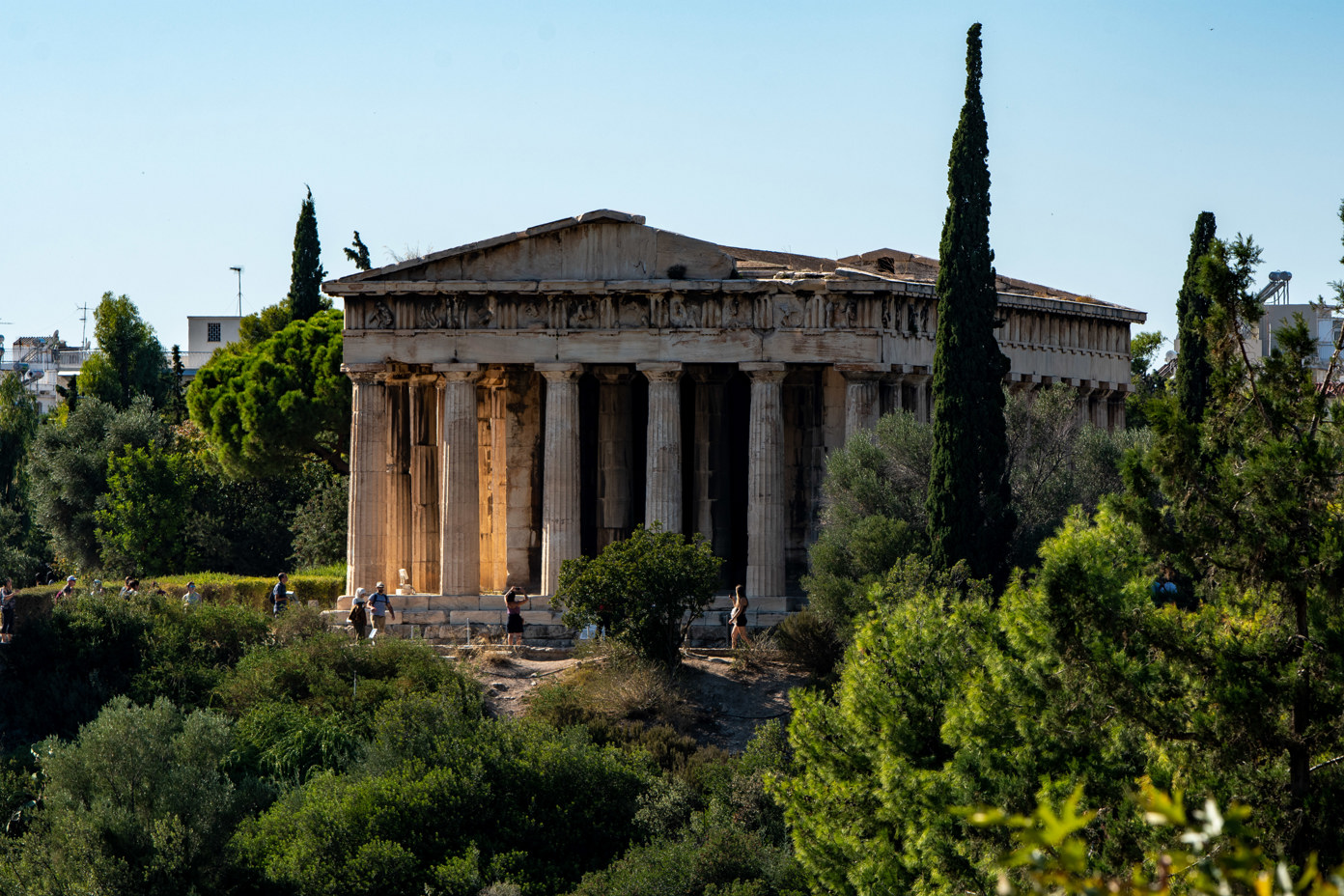 View of the hill Kolonos Agoraios with the temple of Hephaistos (east side) from the upper floor of the Stoa of Attalos.