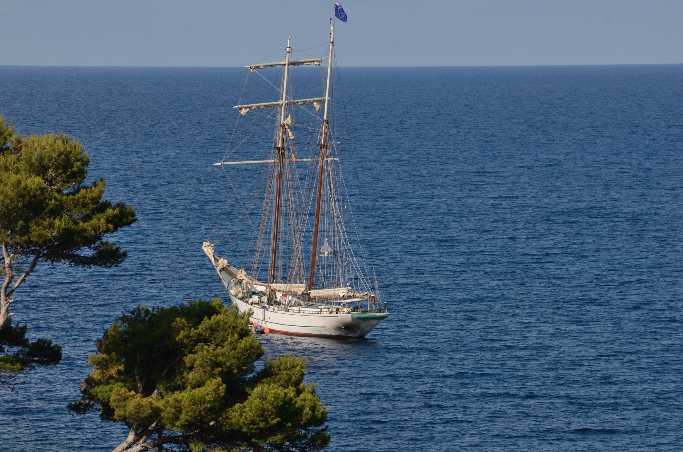 Two masted sailing ship