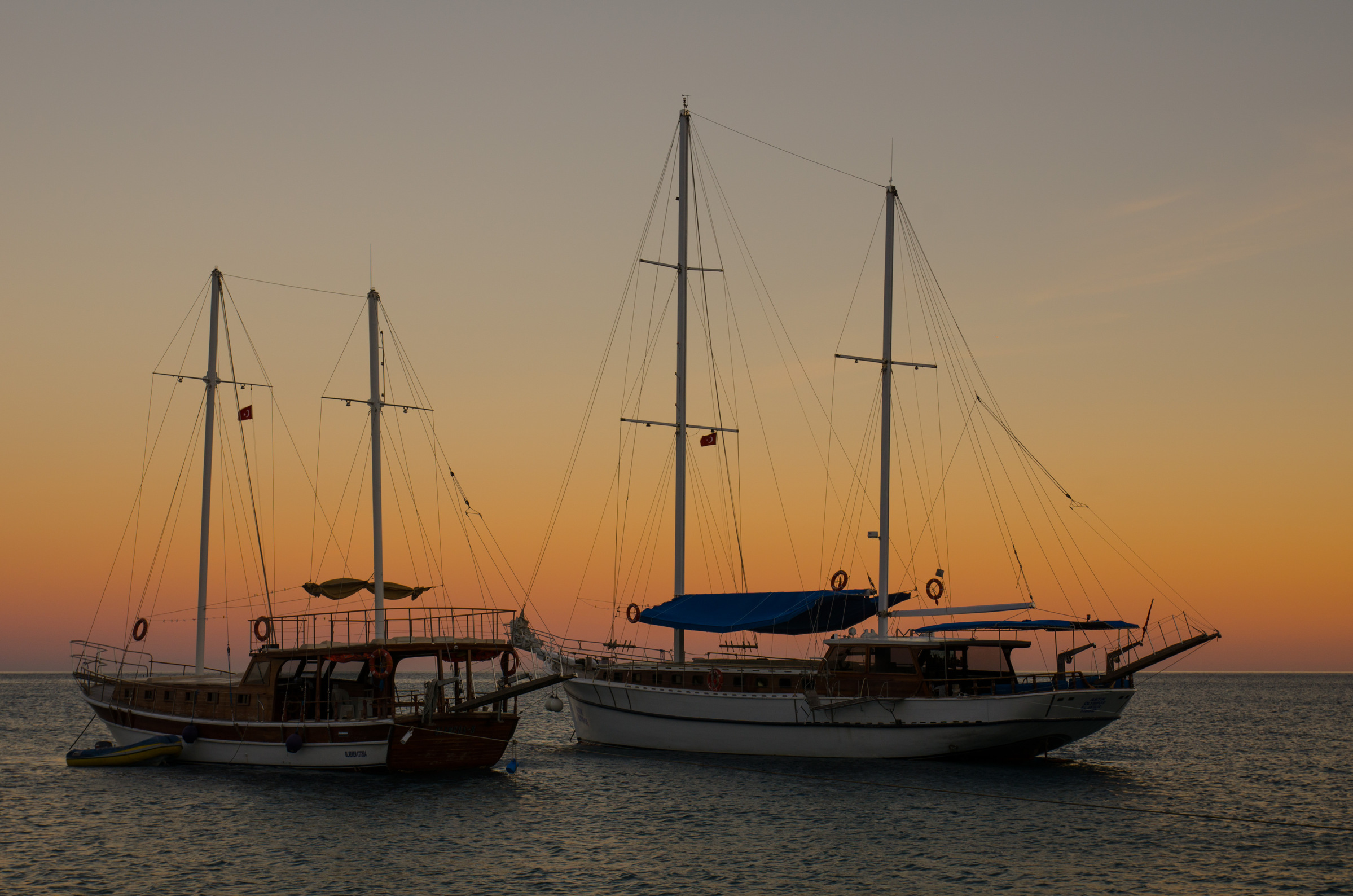 Two sailing boats on the beach